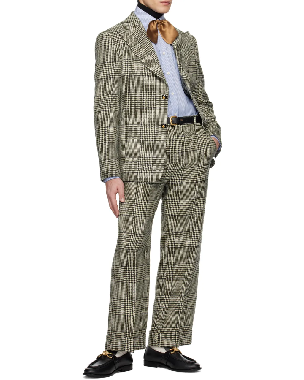 Single-Breasted Wool Jacket With Check Pattern On Houndstooth