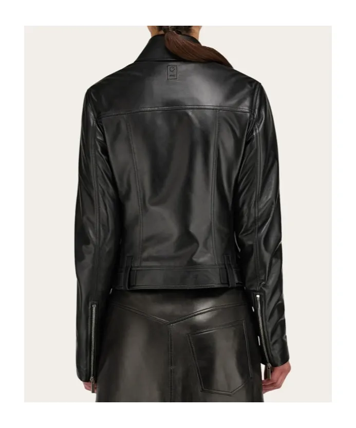 Long-Sleeved Leather Jacket