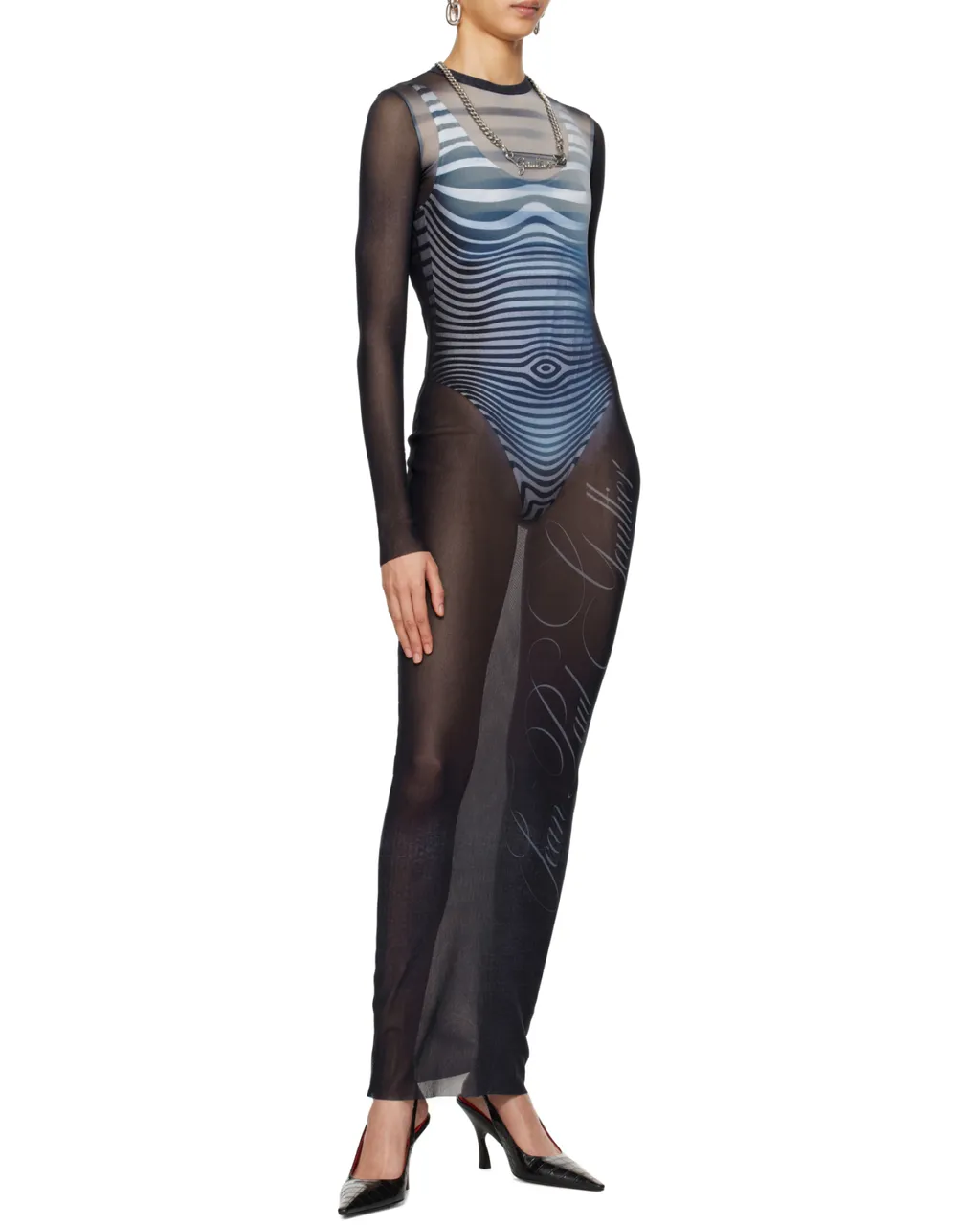 Mesh Round-Neck Dress