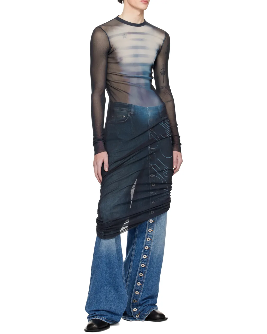 Mesh Round-Neck Dress