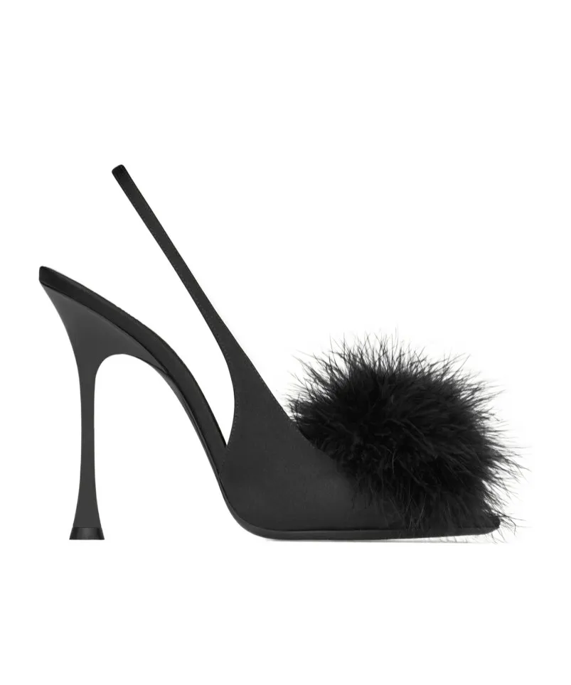Paradis Sandals In Satin And Feathers