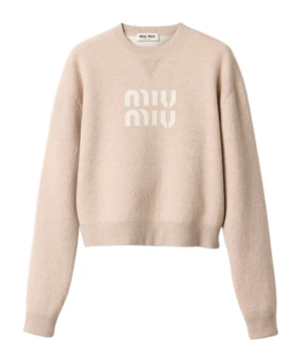 Miu Miu Logo-Intarsia Crewneck Jumper