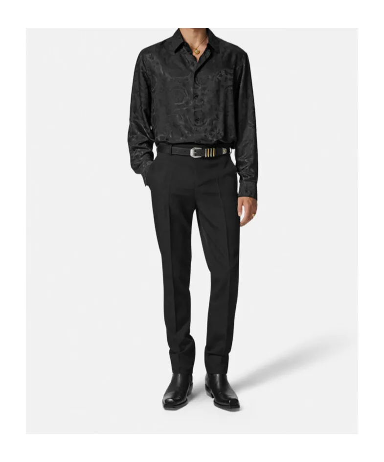 Versace Barocco-Jacquard Button-Up Shirt