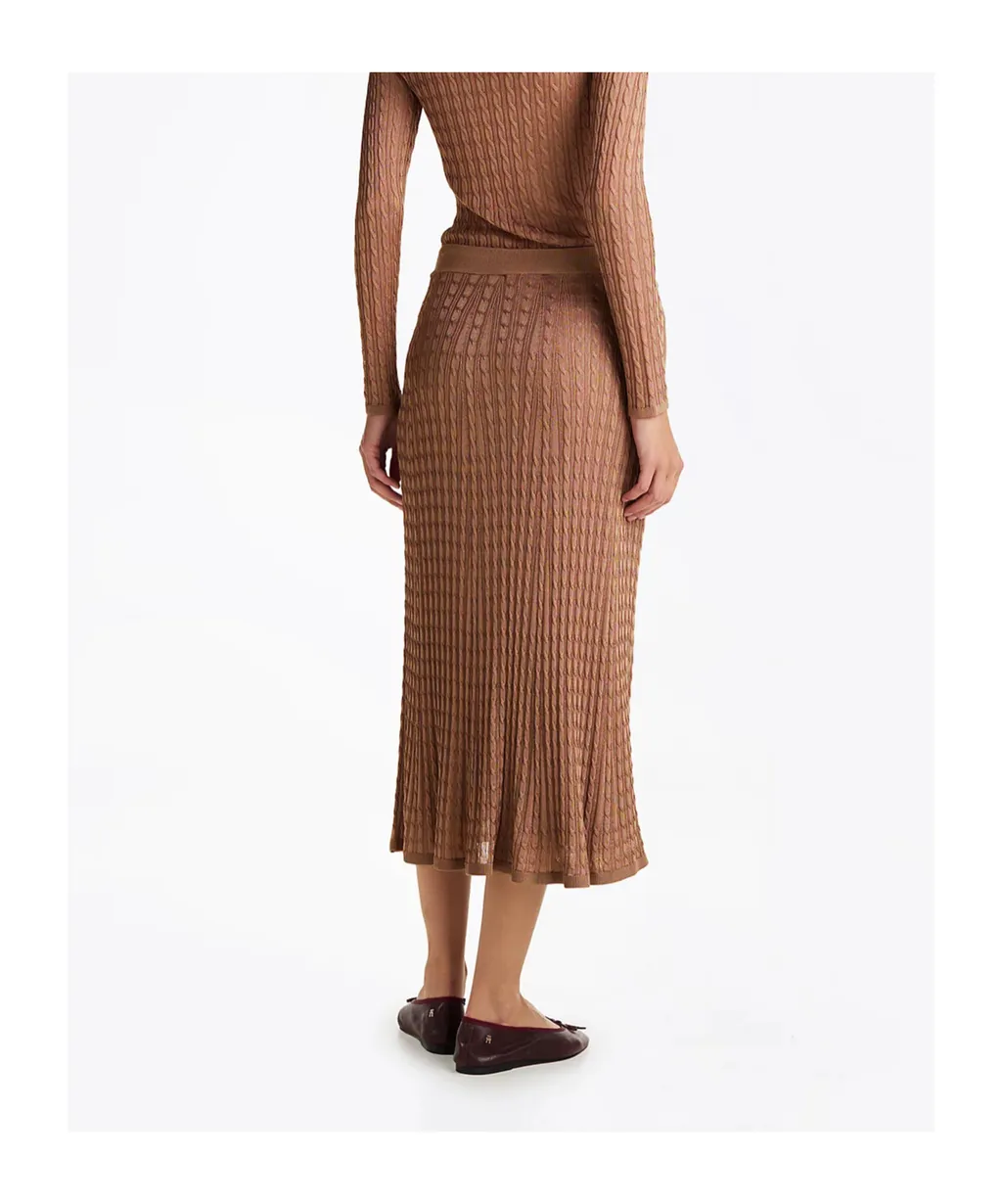 Coarse Knitted Mid-Length Skirt
