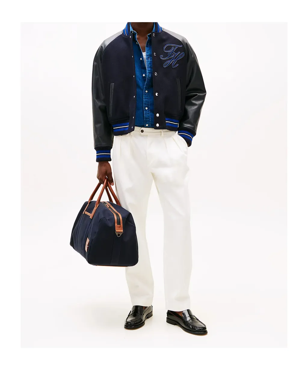 Twill Pleated Tapered Leg Chinos