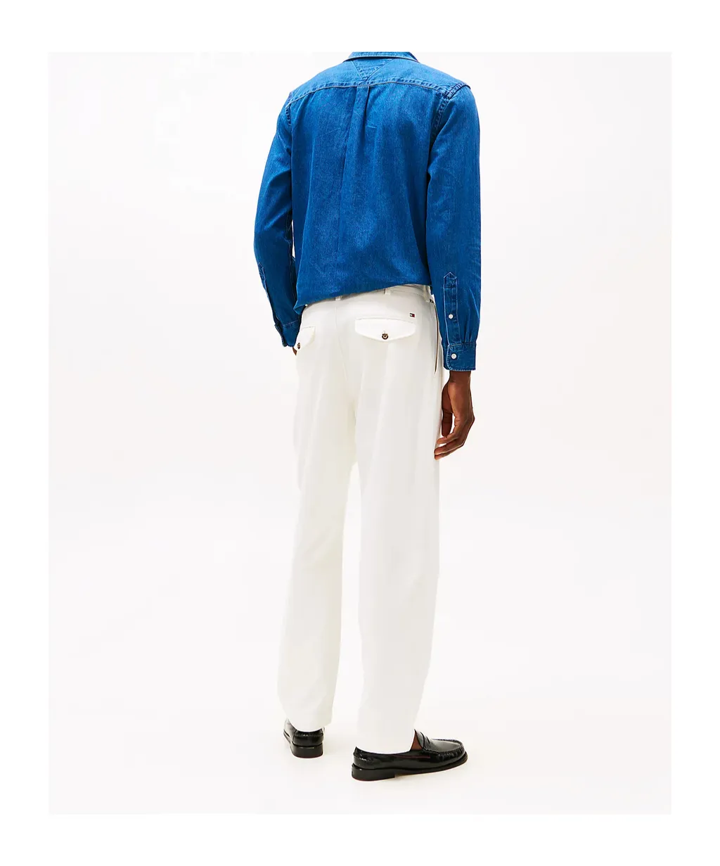 Twill Pleated Tapered Leg Chinos