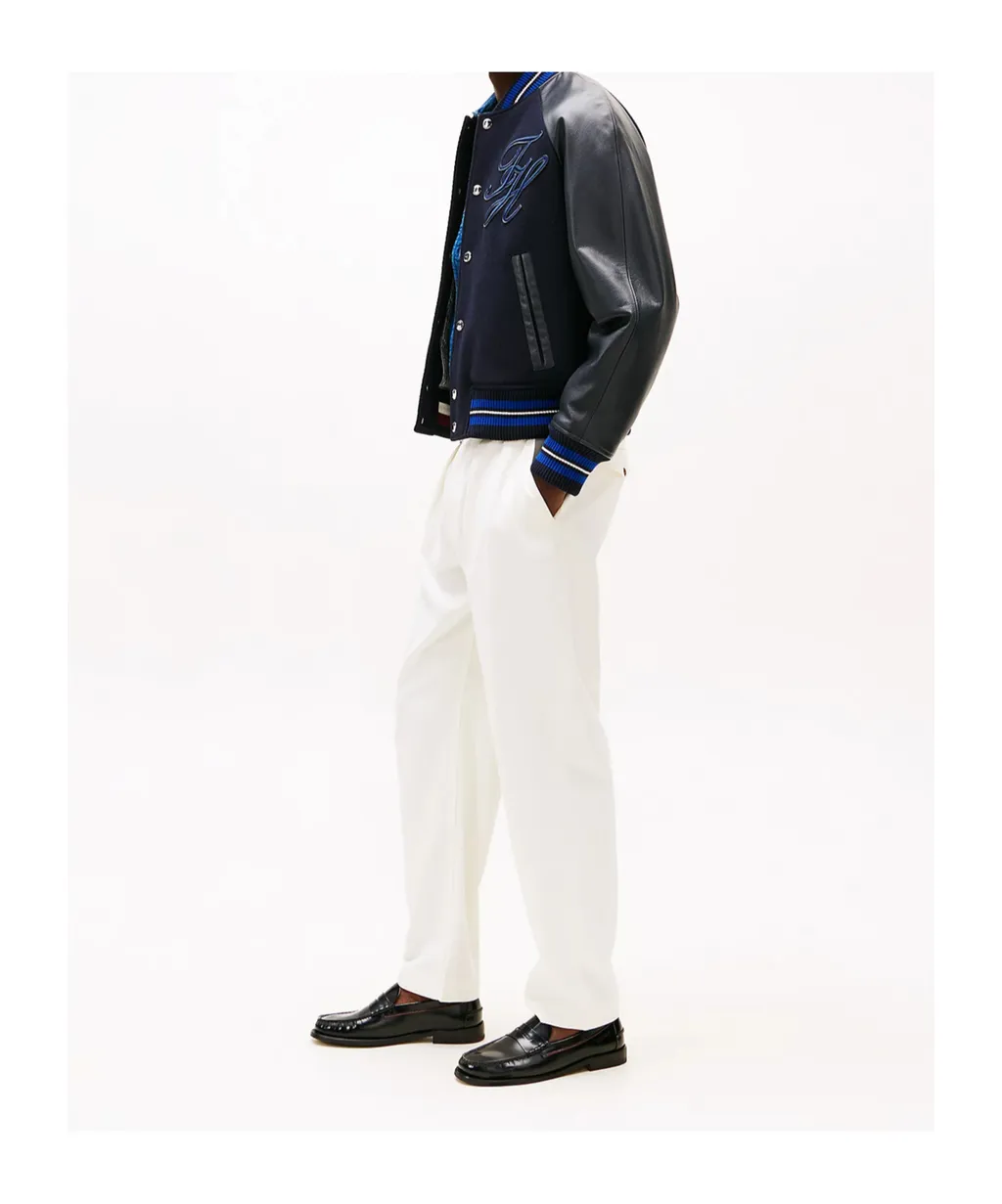 Twill Pleated Tapered Leg Chinos