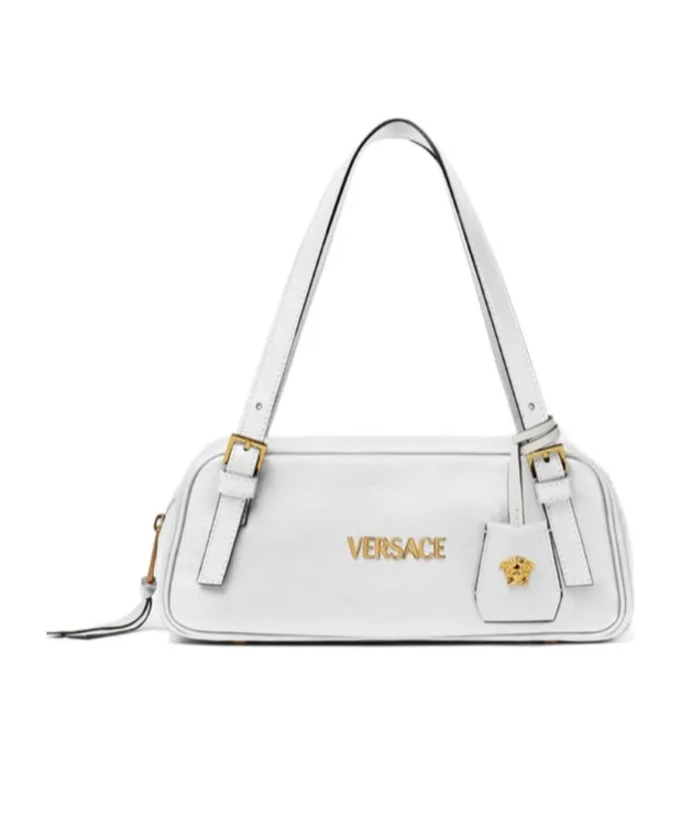 Versace Logo Plaque Zipped Tote Bag