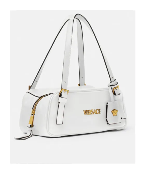 Versace Logo Plaque Zipped Tote Bag