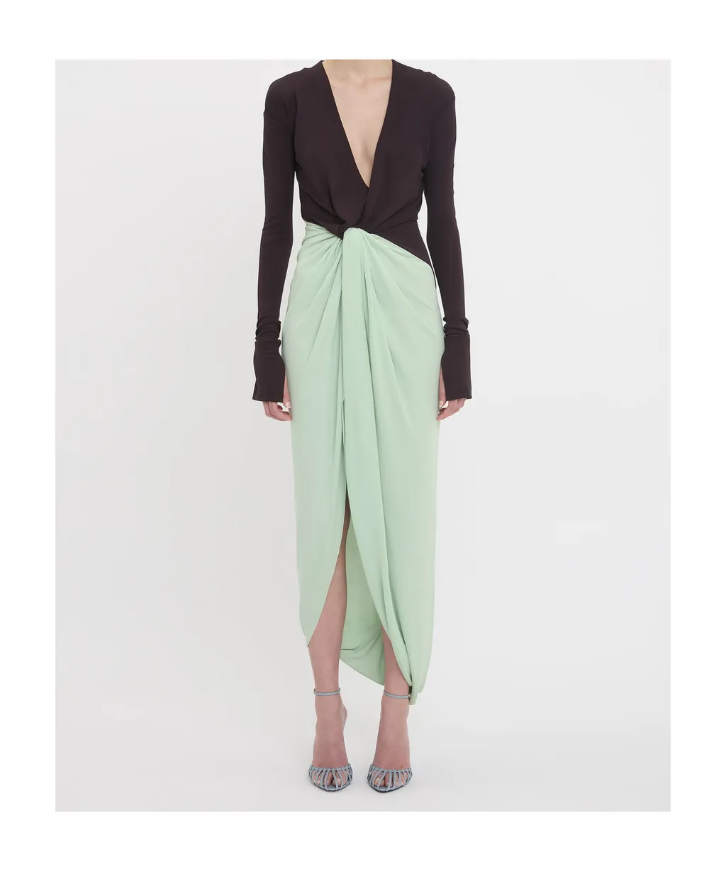 Long-Sleeved Knot Dress
