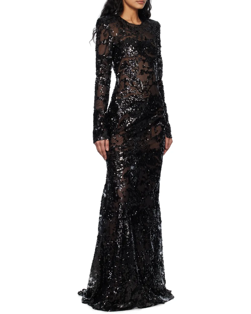 Victoria Beckham Sequin Embellished Open Back Tulle Gown