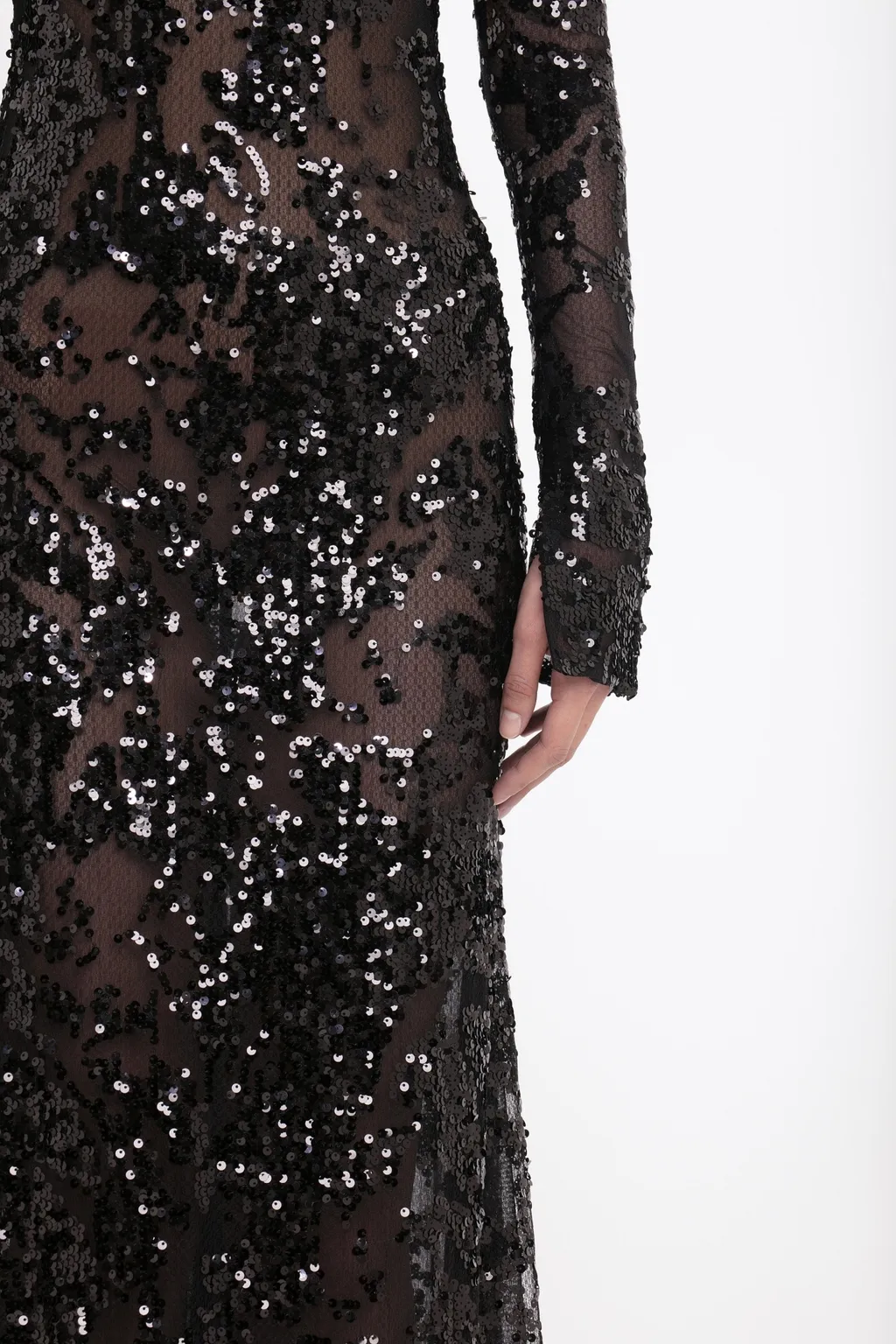 Victoria Beckham Sequin Embellished Open Back Tulle Gown
