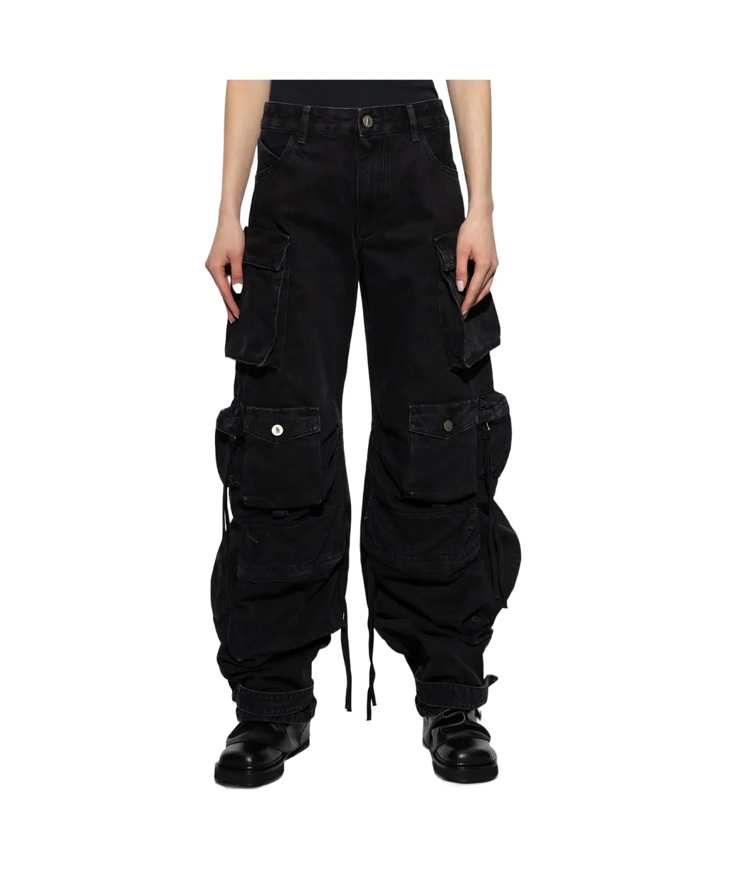 The Attico Logo Patch Cargo Jeans