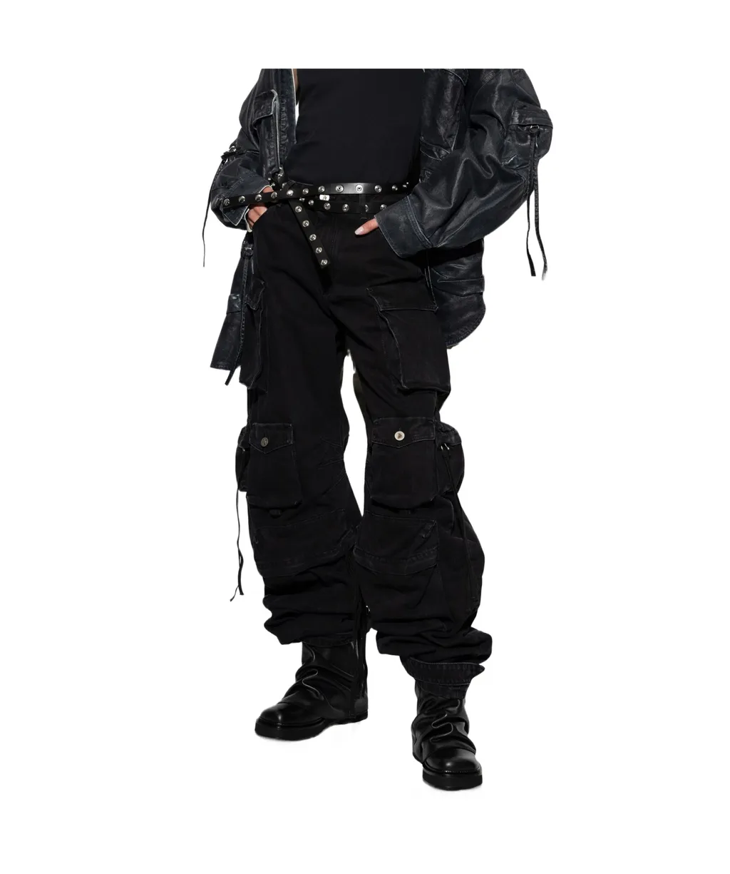 The Attico Logo Patch Cargo Jeans
