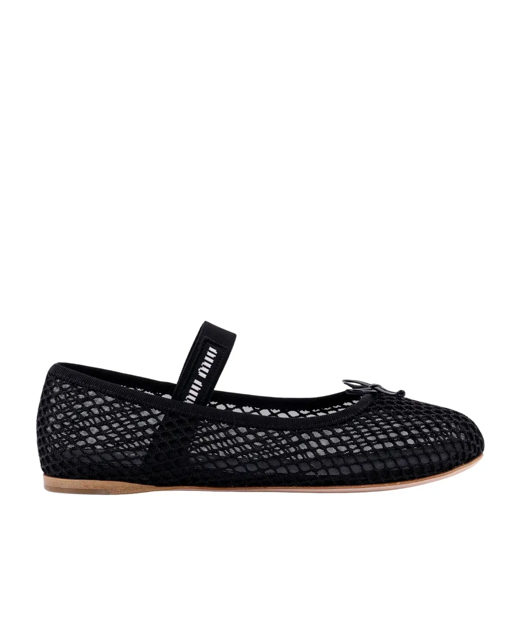Miu Miu Mesh-Designed Round-Toe Ballet Flats