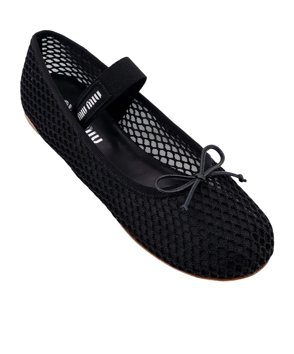 Miu Miu Mesh-Designed Round-Toe Ballet Flats