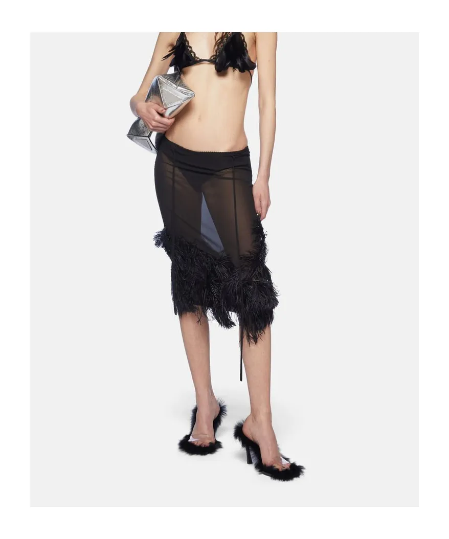 The Attico Embroidered Midi Skirt