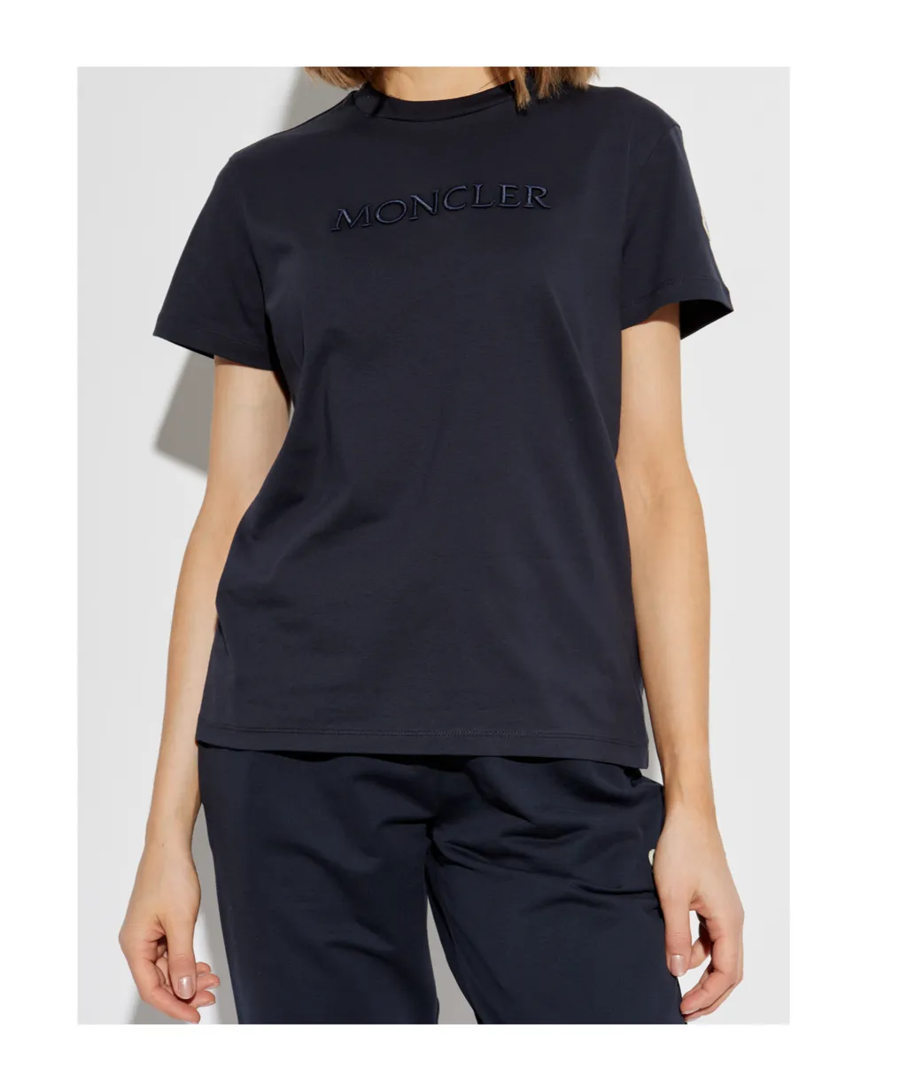 Moncler Logo Embroidered Crewneck T-Shirt
