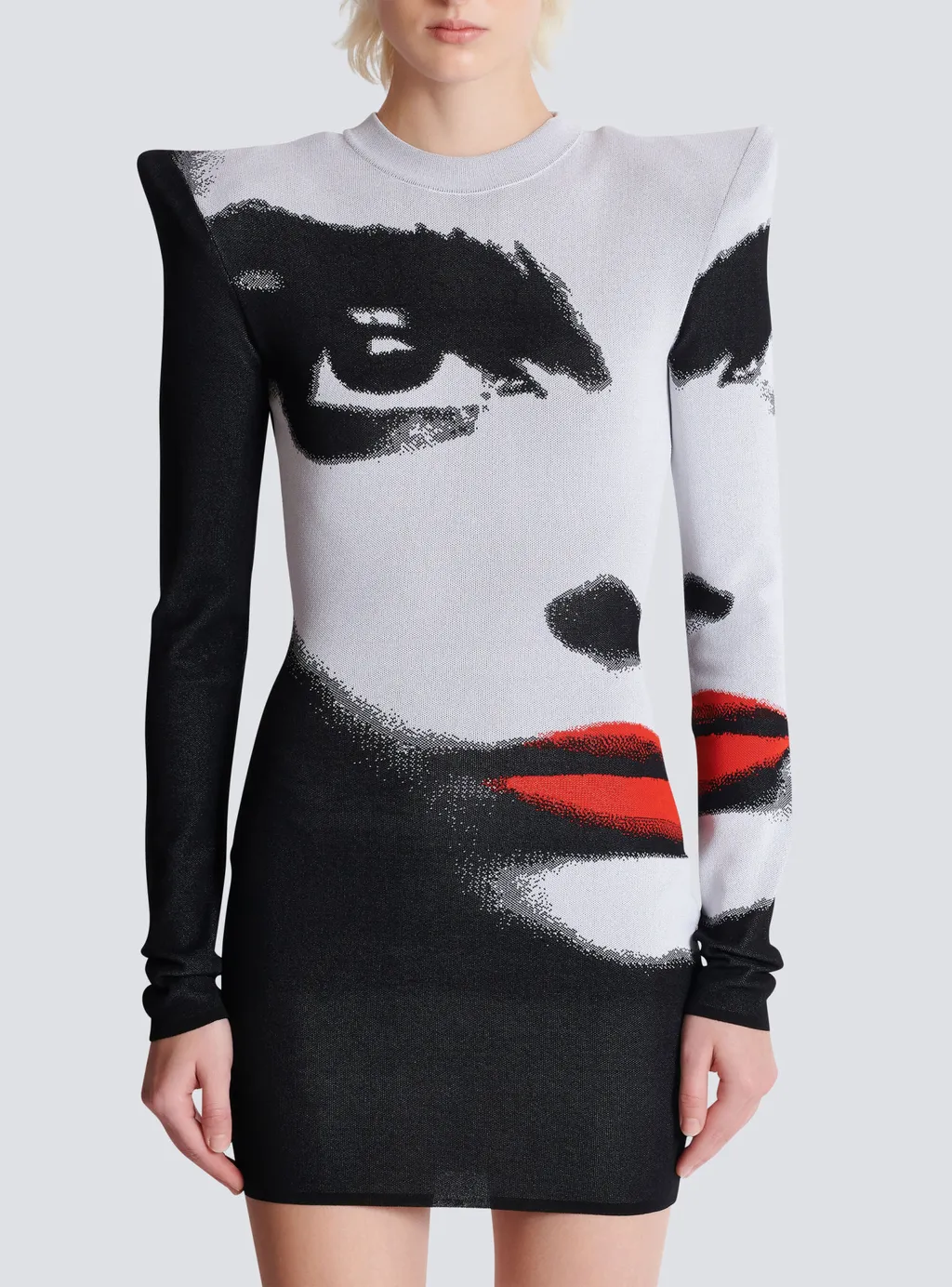 Balmain Face Motif Jacquard Knit Dress