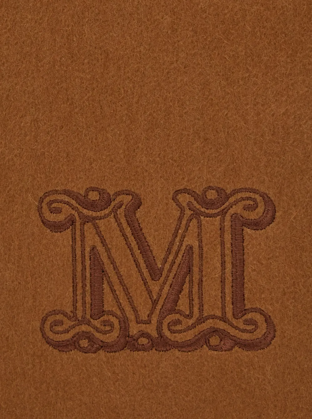 Max Mara Logo Embroidered Fringed Edge Scarf