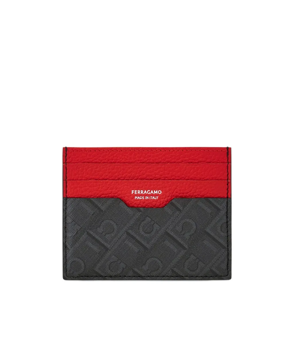 Ferragamo Gancini-Printed Two-Toned Card Holder