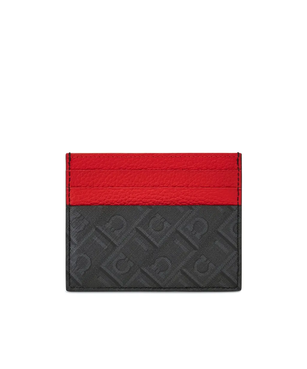 Ferragamo Gancini-Printed Two-Toned Card Holder