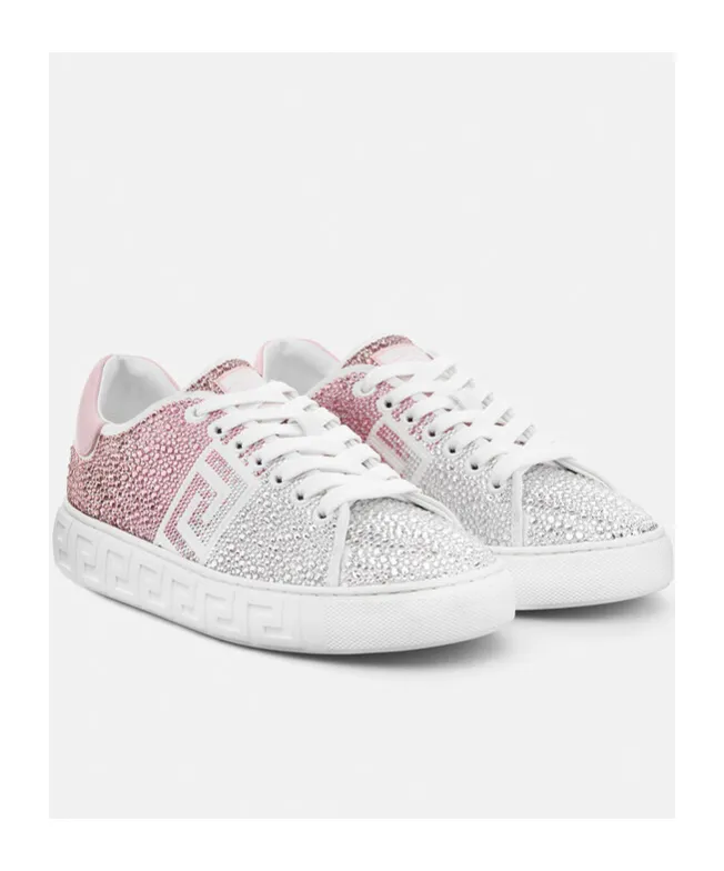 Versace Greca Embellished Lace-Up Sneakers