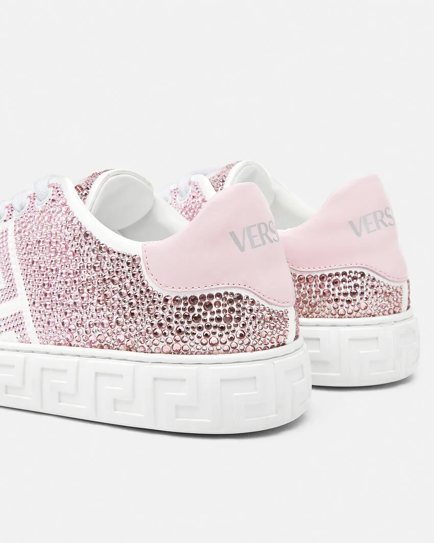 Versace Greca Embellished Lace-Up Sneakers