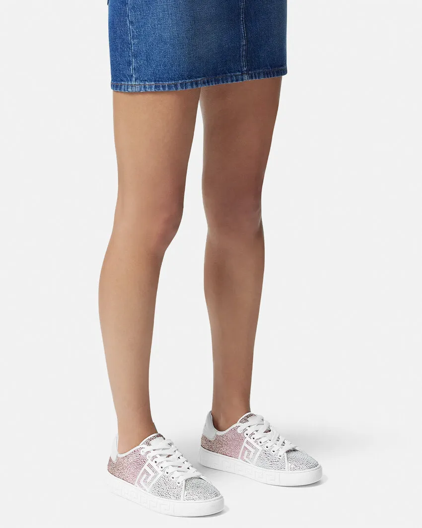 Versace Greca Embellished Lace-Up Sneakers