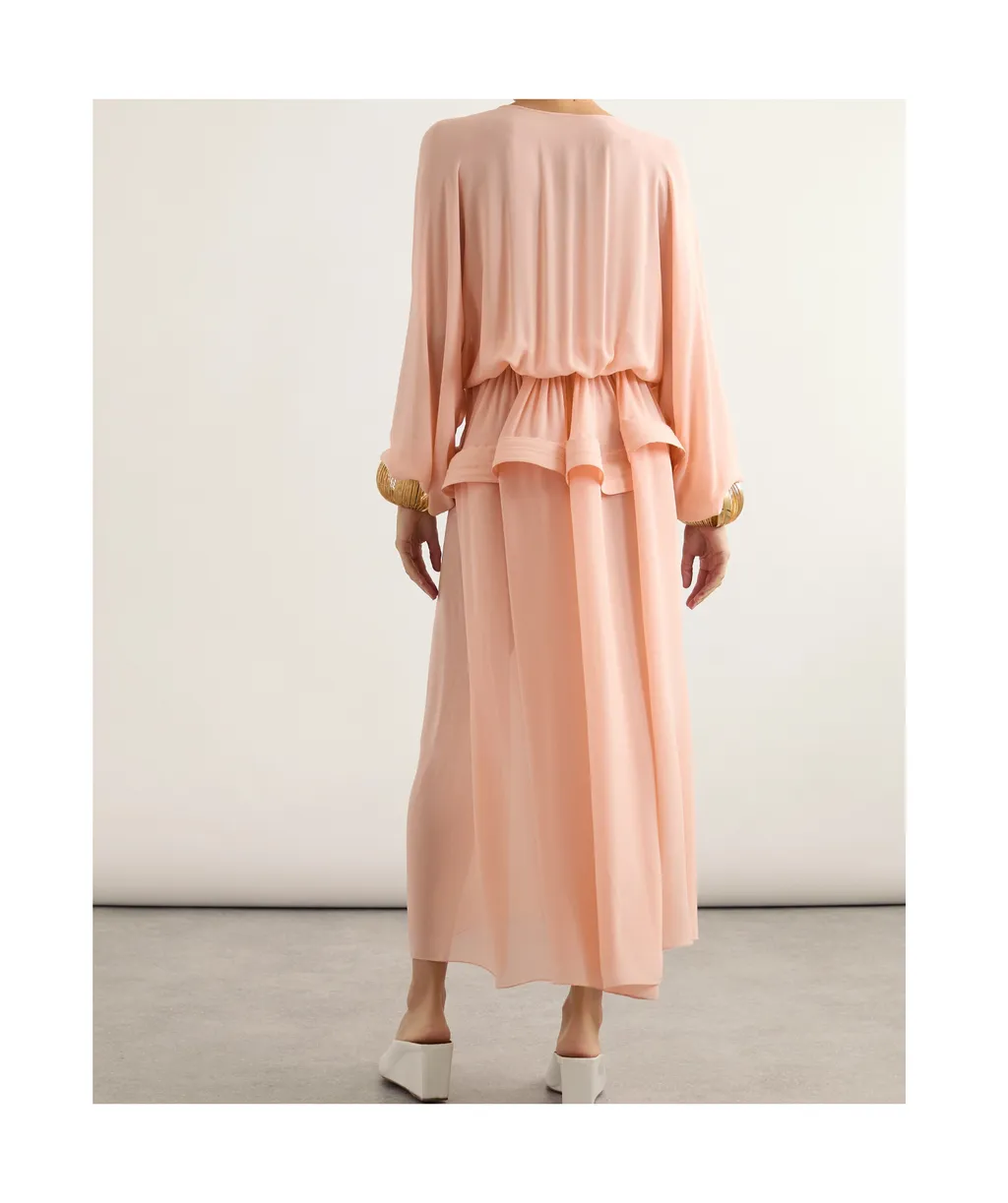 AlaÏA V-Neck Peplum-Detail Maxi Dress