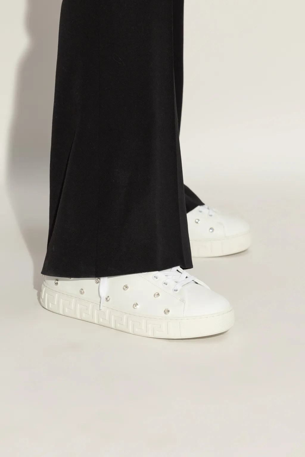 Versace Embellished Lace-Up Sneakers
