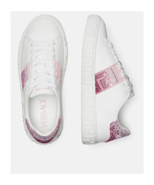 Versace Greca-Embellished Lace-Up Sneakers