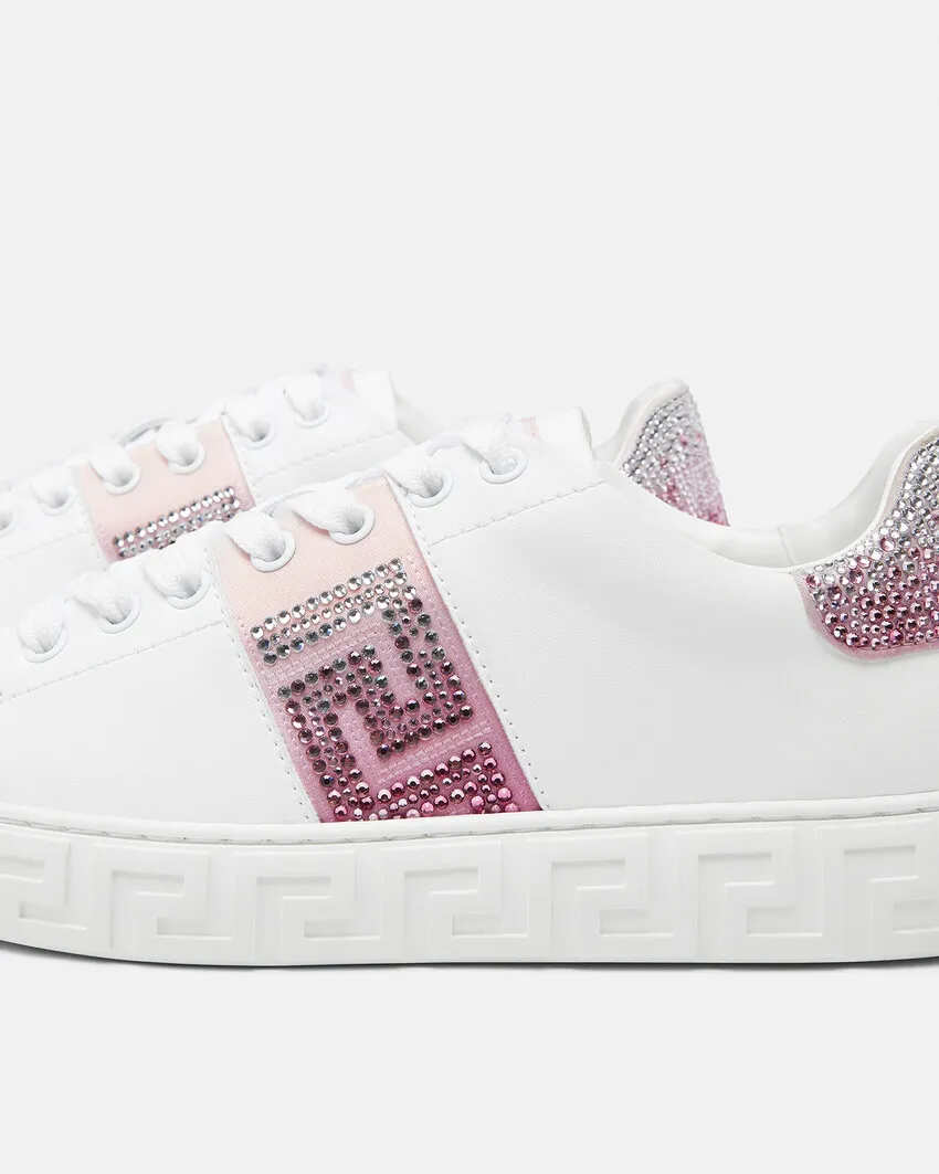 Versace Greca-Embellished Lace-Up Sneakers