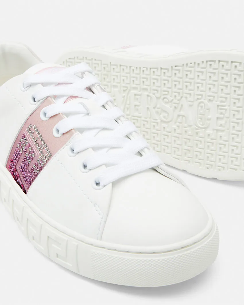 Versace Greca-Embellished Lace-Up Sneakers