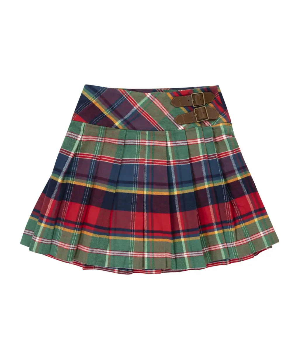 Polo Ralph Lauren Kids Plaid Pleated Twill Wrap Skirt