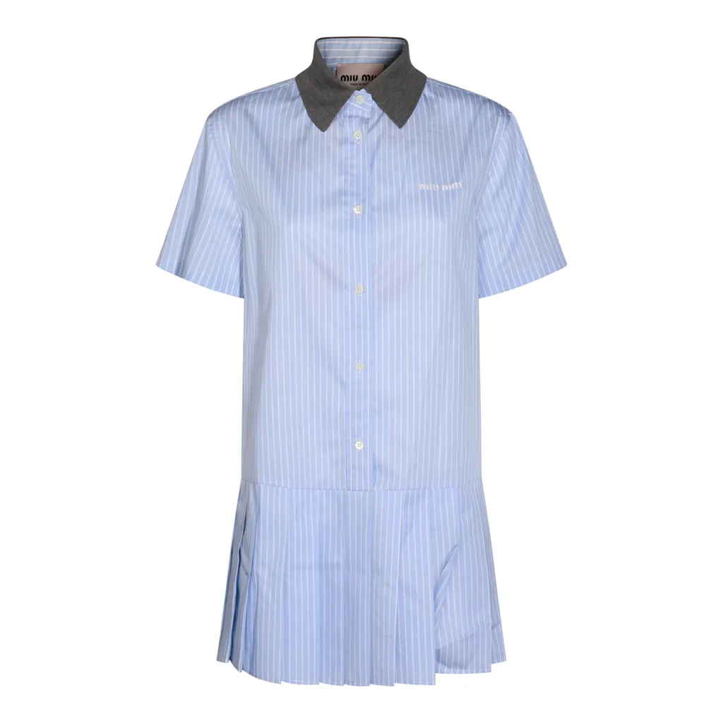 Miu Miu Striped Pleated Dress