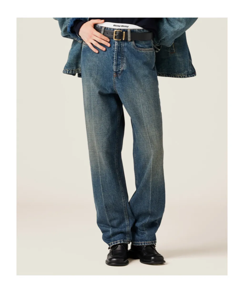 Miu Miu Logo-Embroidered Denim Jeans