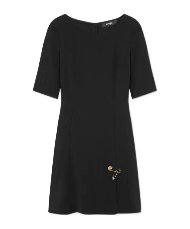Versace Safety Pin Detailed Half Sleeved Dress