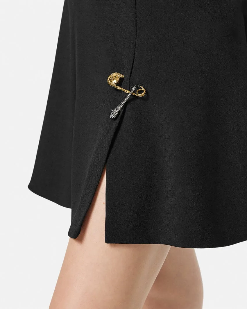 Versace Safety Pin Detailed Half Sleeved Dress