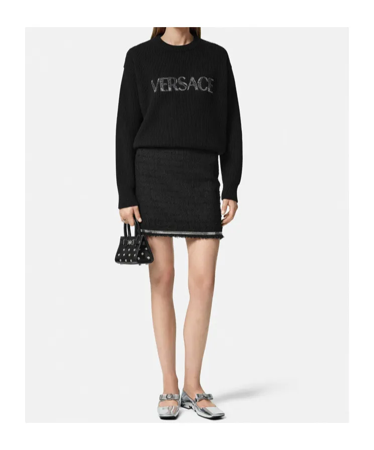 Versace Logo Appliqu Crewneck Jumper