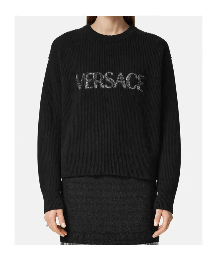 Versace Logo Appliqu Crewneck Jumper