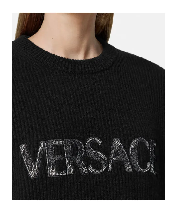Versace Logo Appliqu Crewneck Jumper