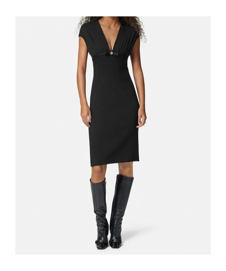 Versace Medusa V-Neck Midi Dress