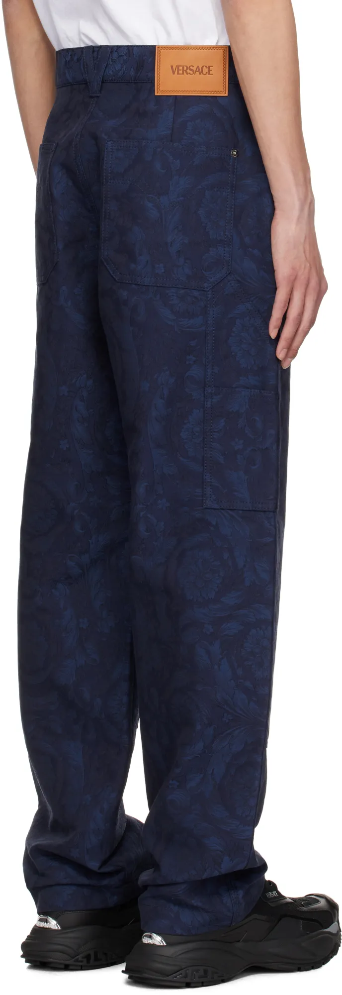 Versace Baroque-Pattern Straight Leg Trousers