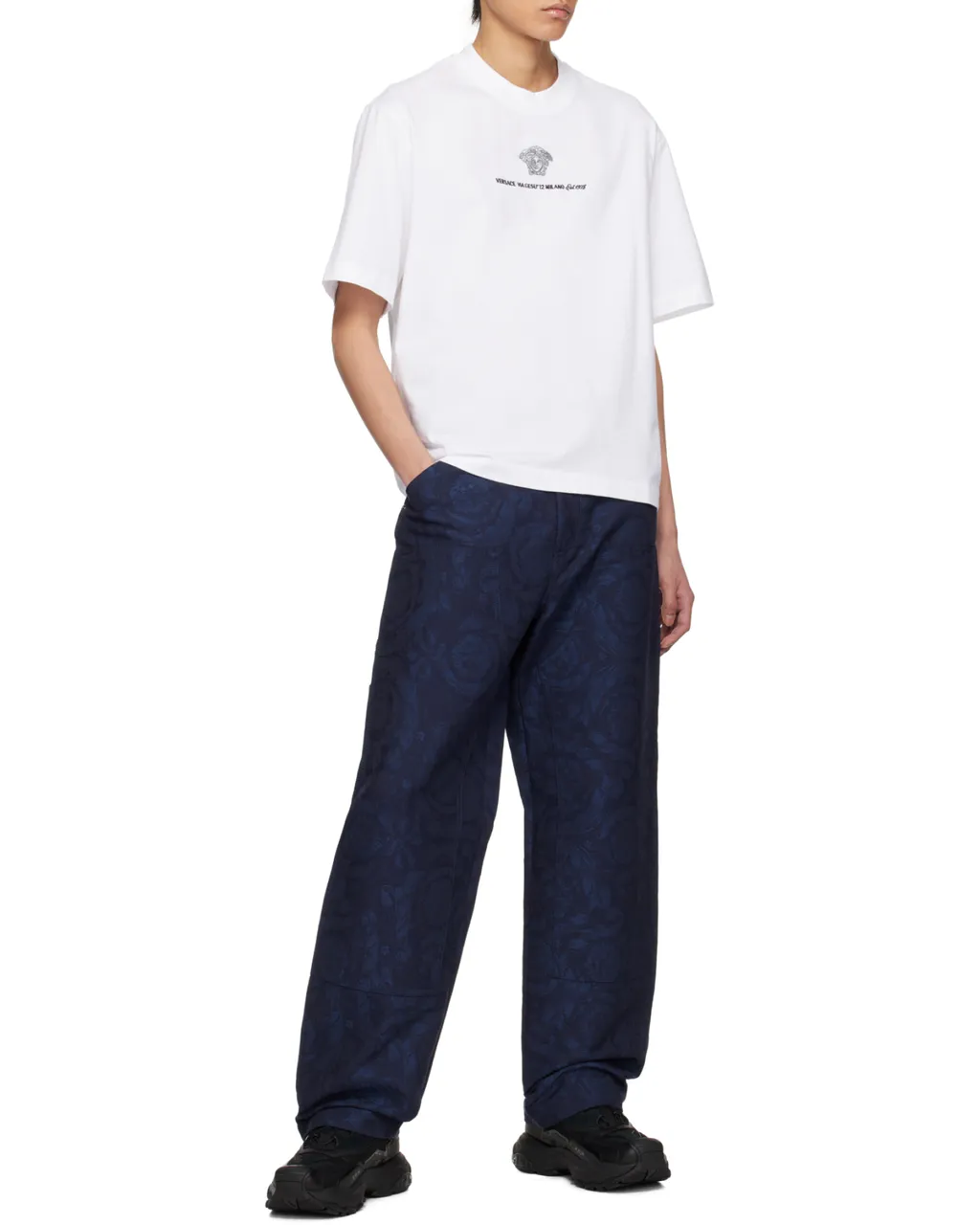 Versace Baroque-Pattern Straight Leg Trousers