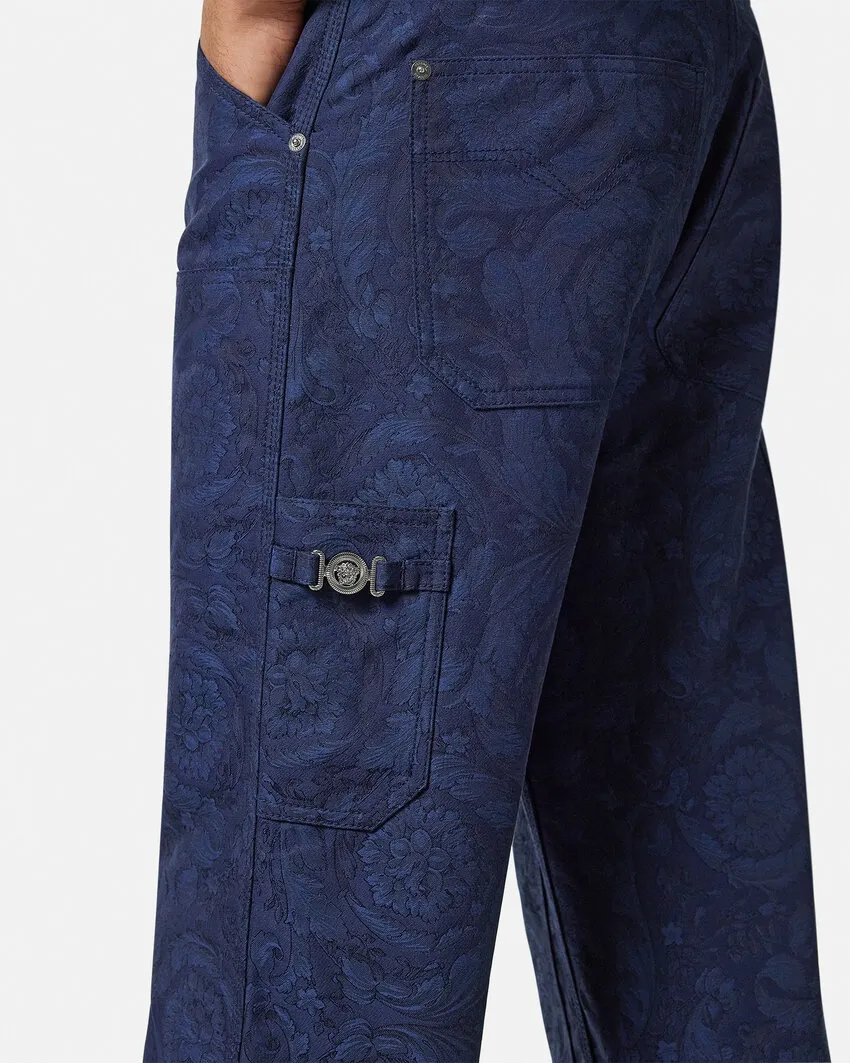 Versace Baroque-Pattern Straight Leg Trousers