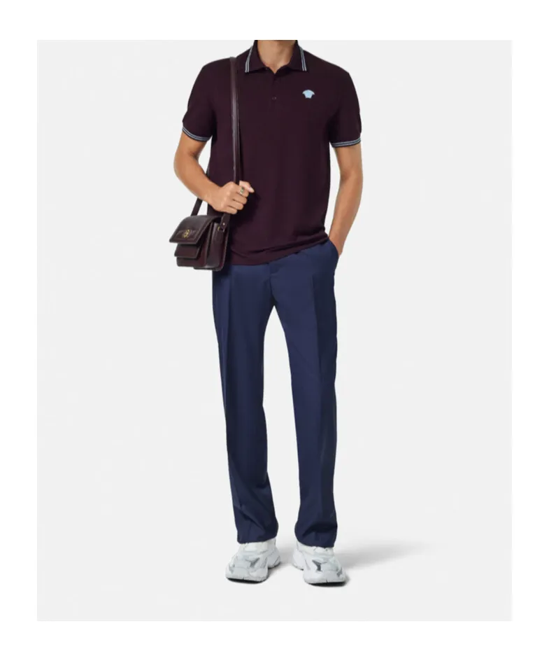 Versace Medusa-Embroidered Short-Sleeved Polo Shirt