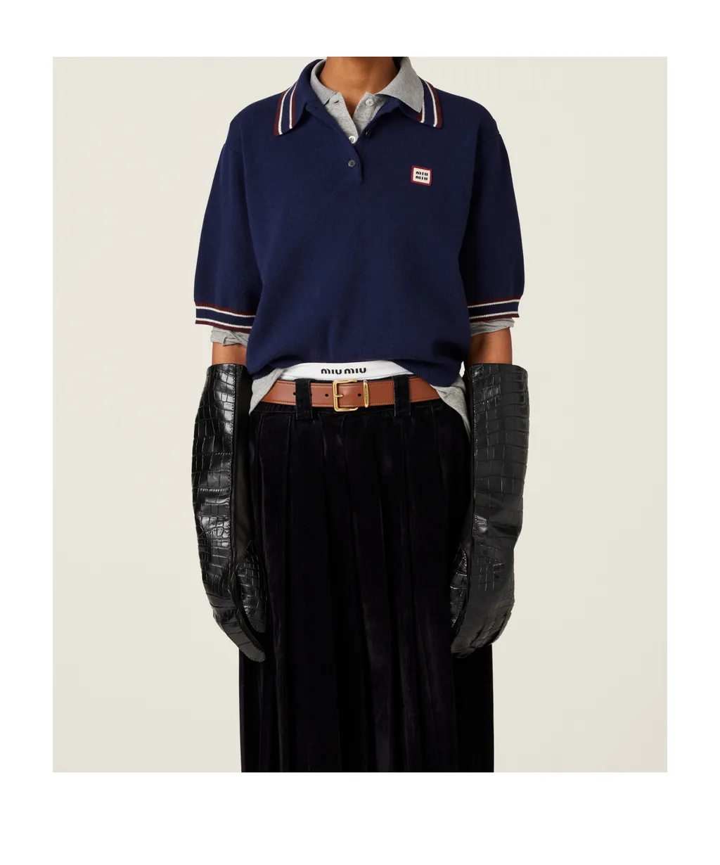 Miu Miu Logo-Patch Short-Sleeved Polo Shirt