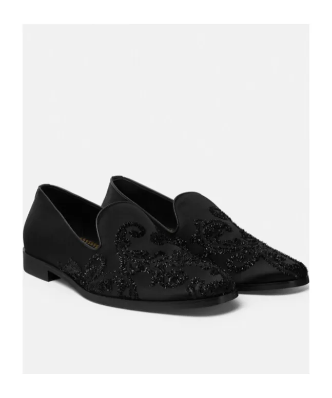 Versace Sequin-Detailed Slip-On Loafers