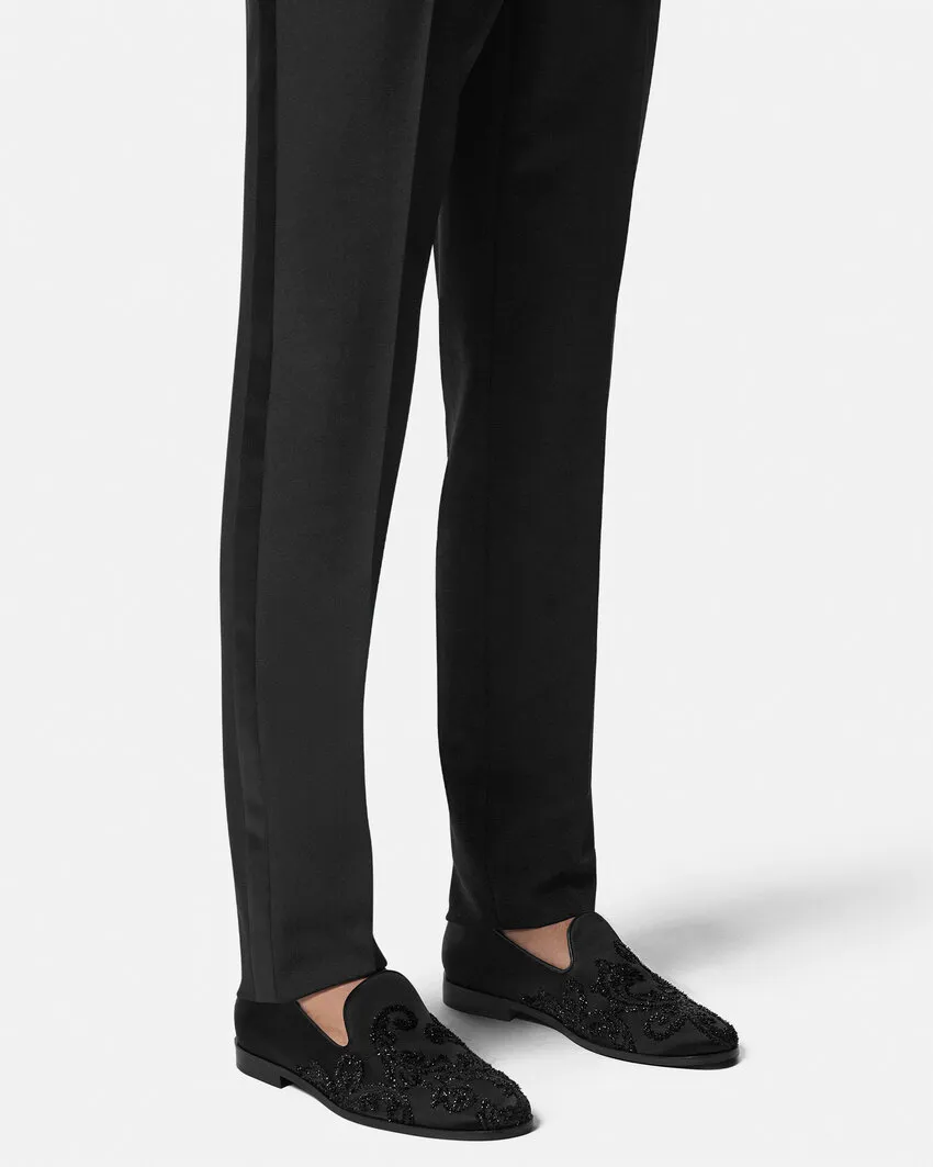 Versace Sequin-Detailed Slip-On Loafers